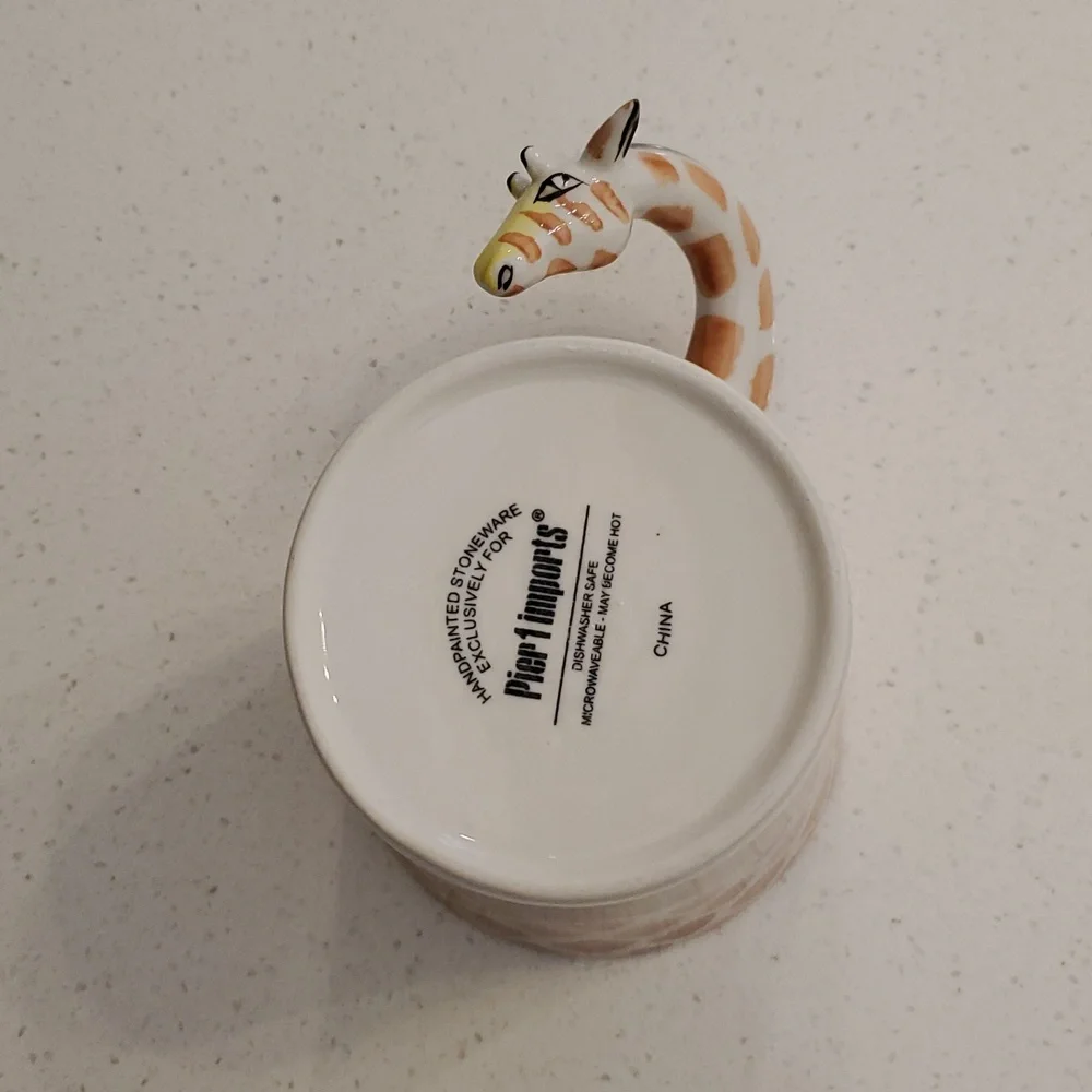 Pier 1 Imports Stoneware Giraffe Mug with 3D Handle